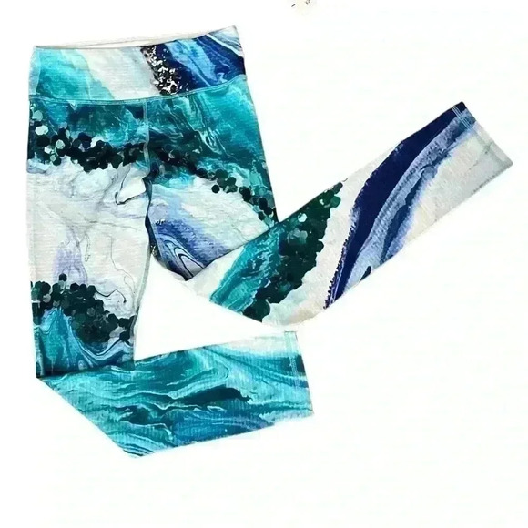 Kami Land Design Leggings Women’s Size Small New with Tags Blue Teal White - Picture 1 of 10